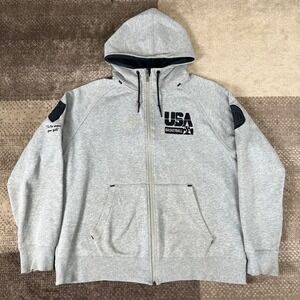 Vintage 1992 Nike USA Olympics Basketball Full Zip Hoodie Gray Mens 2XL Rare